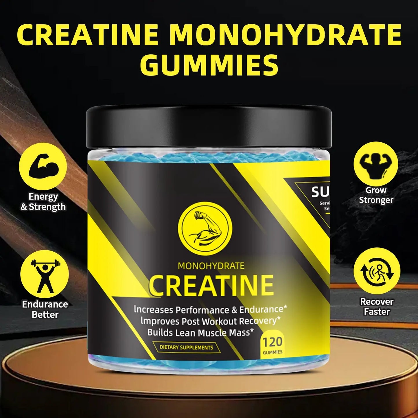 WISHCA Creatine Gummies 5000mg: Muscle, Energy & Recovery (120 Count)