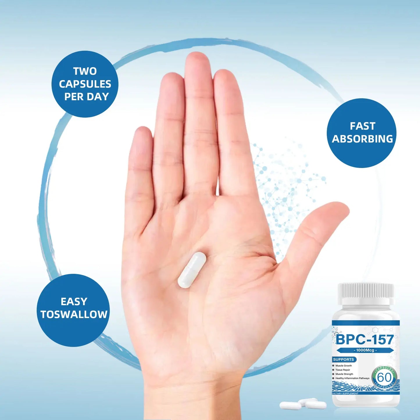 WISHCA BPC-157 1000mcg Capsules: Muscle Recovery & Gut Health (60ct) - WISHCA
