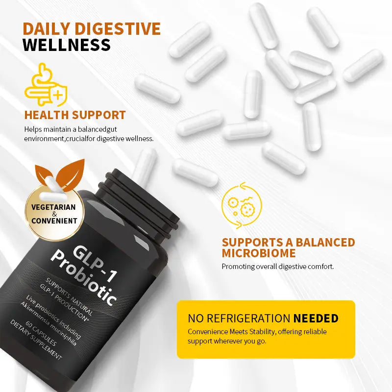 WISHCA GLP-1 Probiotic: Digestion, Energy & Cravings Support (60 Caps) - WISHCA