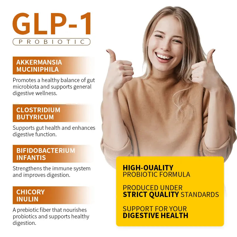 WISHCA GLP-1 Probiotic: Digestion, Energy & Cravings Support (60 Caps) - WISHCA