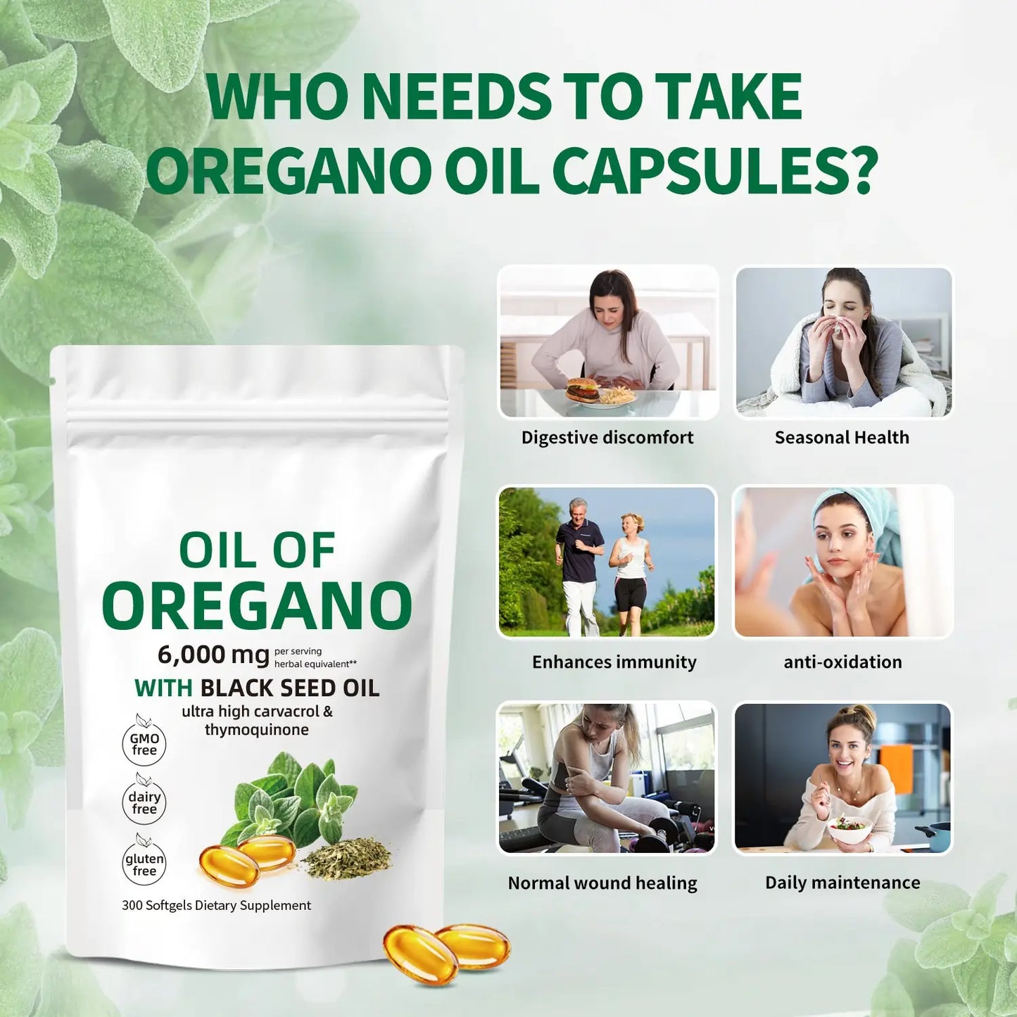 WISHCA High-Potency Oil of Oregano & Black Seed Oil Softgels – Your Daily Natural Health Shield