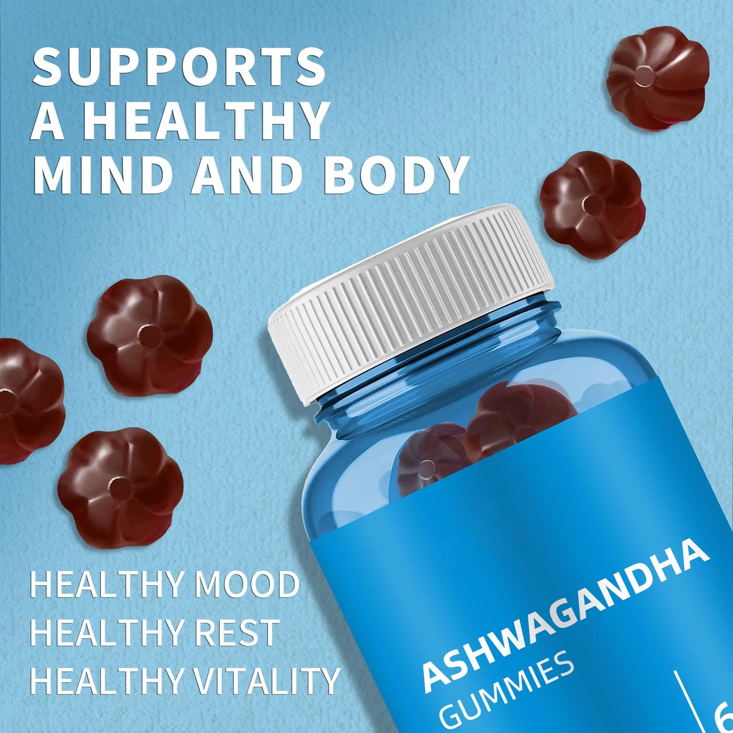 WISHCA High-Potency Ashwagandha Gummies - 2000mg Formula for Mind-Body Balance and Quality Sleep