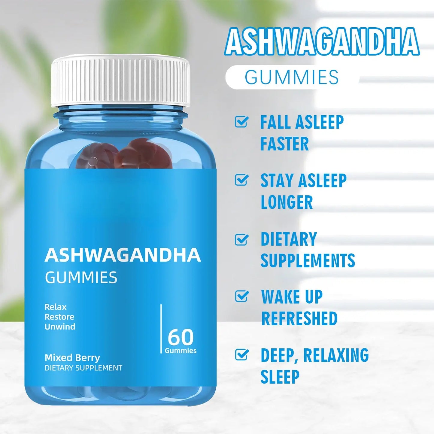 WISHCA High-Potency Ashwagandha Gummies - 2000mg Formula for Mind-Body Balance and Quality Sleep
