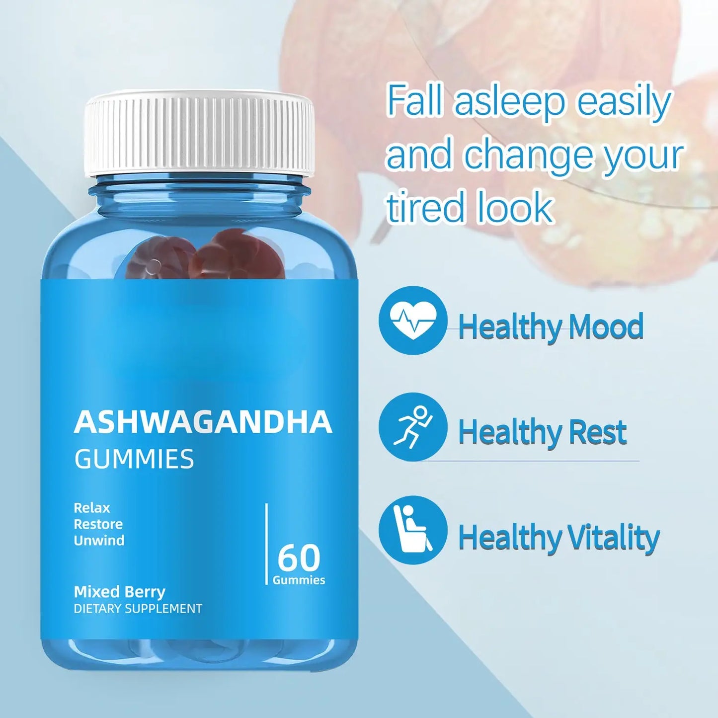 WISHCA High-Potency Ashwagandha Gummies - 2000mg Formula for Mind-Body Balance and Quality Sleep