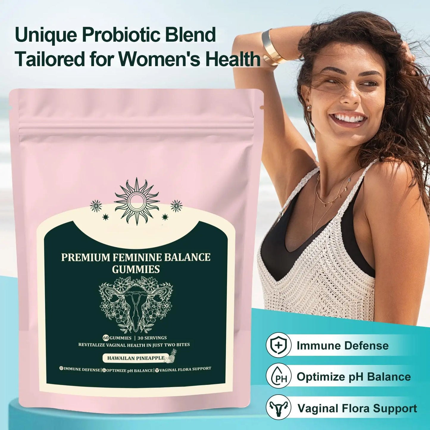 WISHCA Premium Feminine Probiotic Gummies: Natural Support for Vaginal Health & Daily Wellness