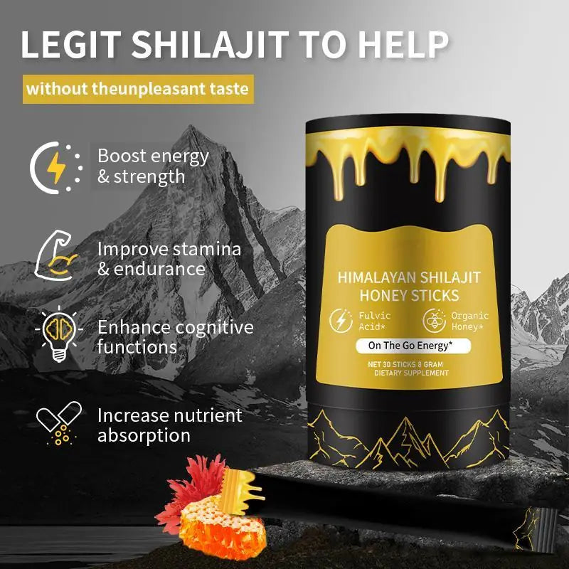 WISHCA Himalayan Shilajit Honey Sticks with Saffron - Pure Shilajit Resin for Energy, Stamina & Focus
