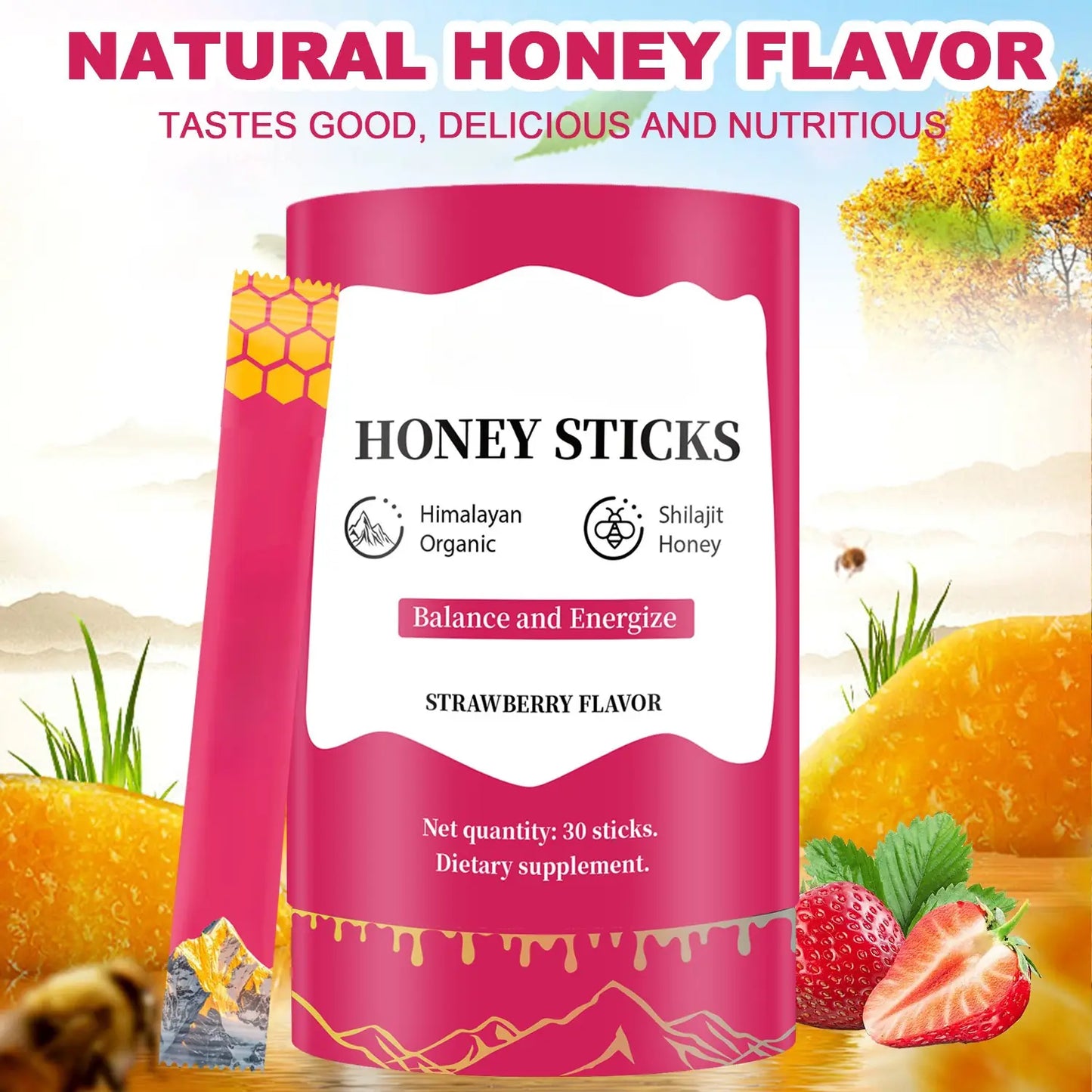 WISHCA Himalayan Shilajit Honey Sticks with Saffron - Pure Shilajit Resin for Energy, Stamina & Focus